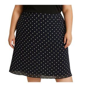 George Black Tan Polka Dot Skirt Elastic Waist Fully Lined Plus Size 22/24W